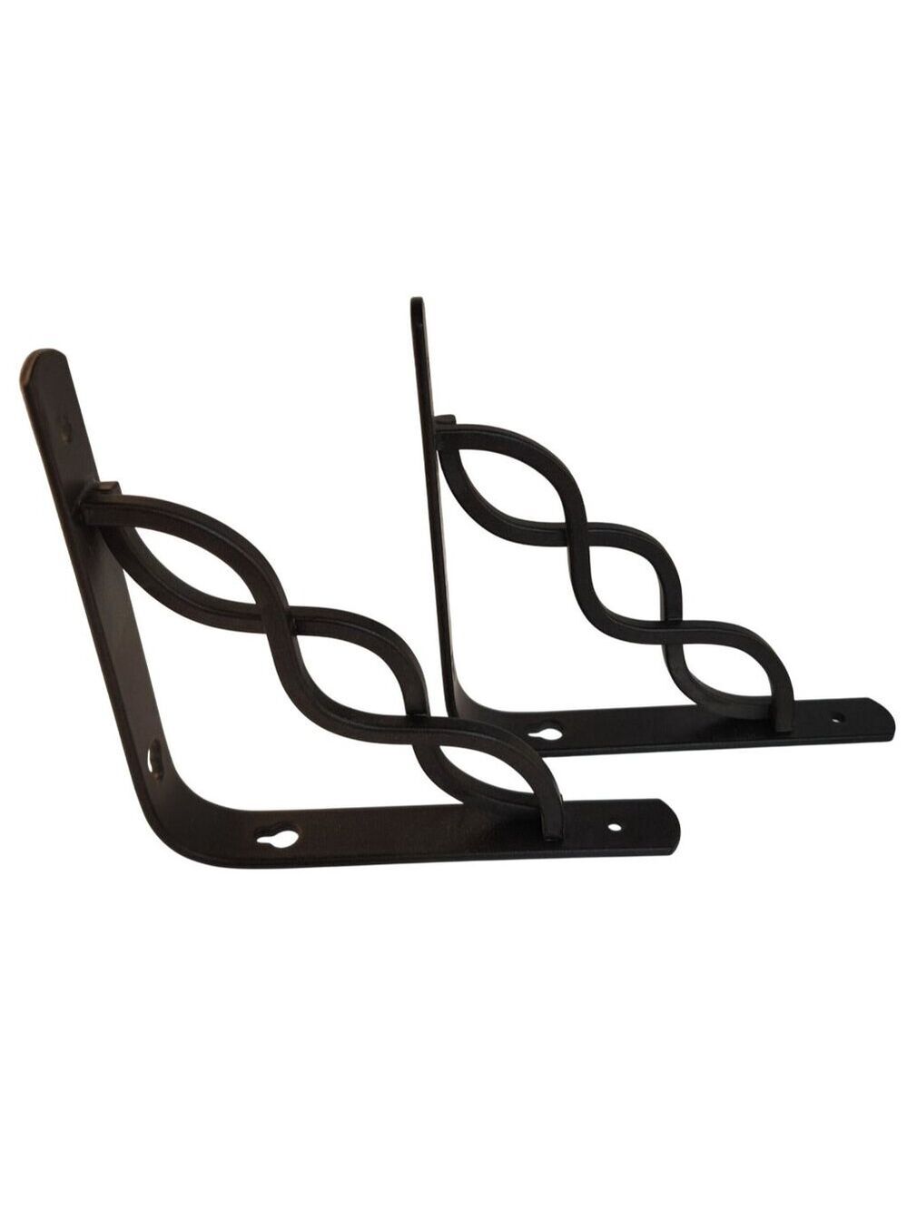 Decorative Bronze Steel Shelf Brackets Set Of 2 - Curved Spiral Design - 6"x6"x1